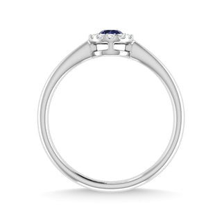 14K White Gold Blue Sapphire and Diamond 1/3 Ct.Tw. Fashion Ring