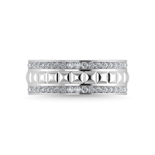 14K White Gold Diamond 1/2 Ct.Tw. Mens Machine Band