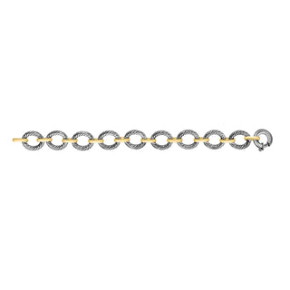 Silver & 18K Italian Cable Bracelet