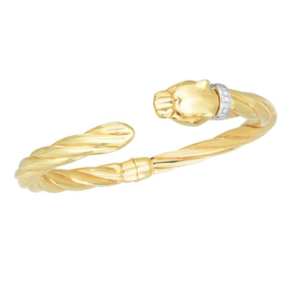 14K Gold Diamond Panther Cuff