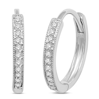 14K White Gold  1/10 Ct.Tw.Diamond Stackable Earrings