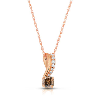 14K Rose Gold Natural Champagne Diamond Pendant w/ Chain