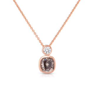14K Rose Gold Natural Champagne Diamond Pendant w/ Chain