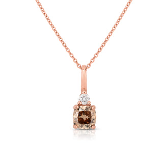 14K Rose Gold Natural Champagne Diamond Pendant w/ Chain