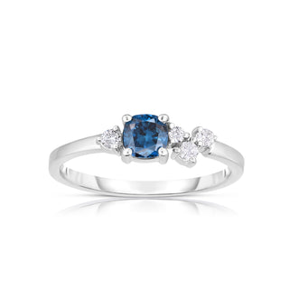14K White Gold Blue Diamond Ring